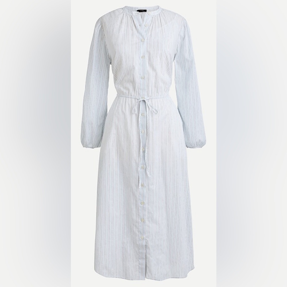 J. Crew Tie-waist cotton voile midi dress in deck stripe - Size 10